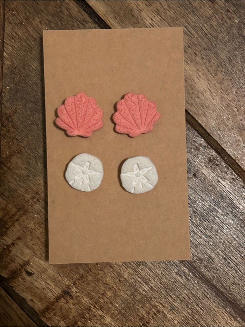 Handmade Shell & Sand Dollar Stud Earrings